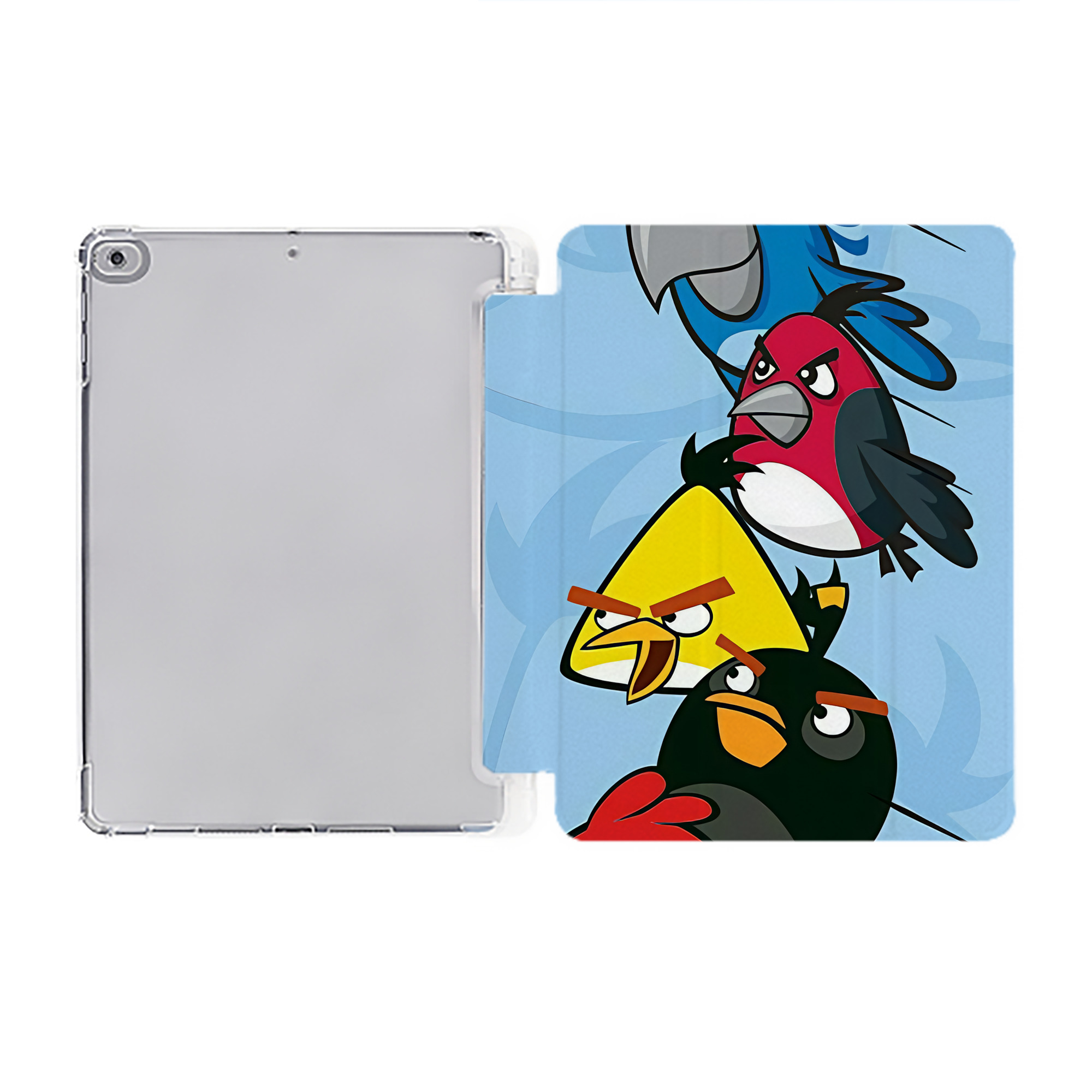 （画像用） Angry Birds アングリーバード IPad ケース ペン収納付き 三つ折りスタンド PUレザー×シリコン 対応機種9.5/10.5/10.9インチ